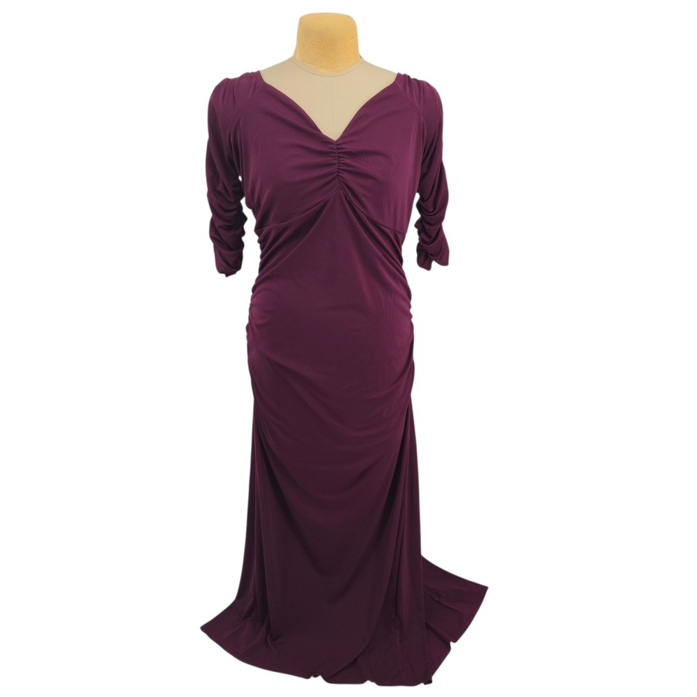 Torrid‎ Gown Women Size 2 Purple Ruched V-Neck Maxi Formal Evening Dress